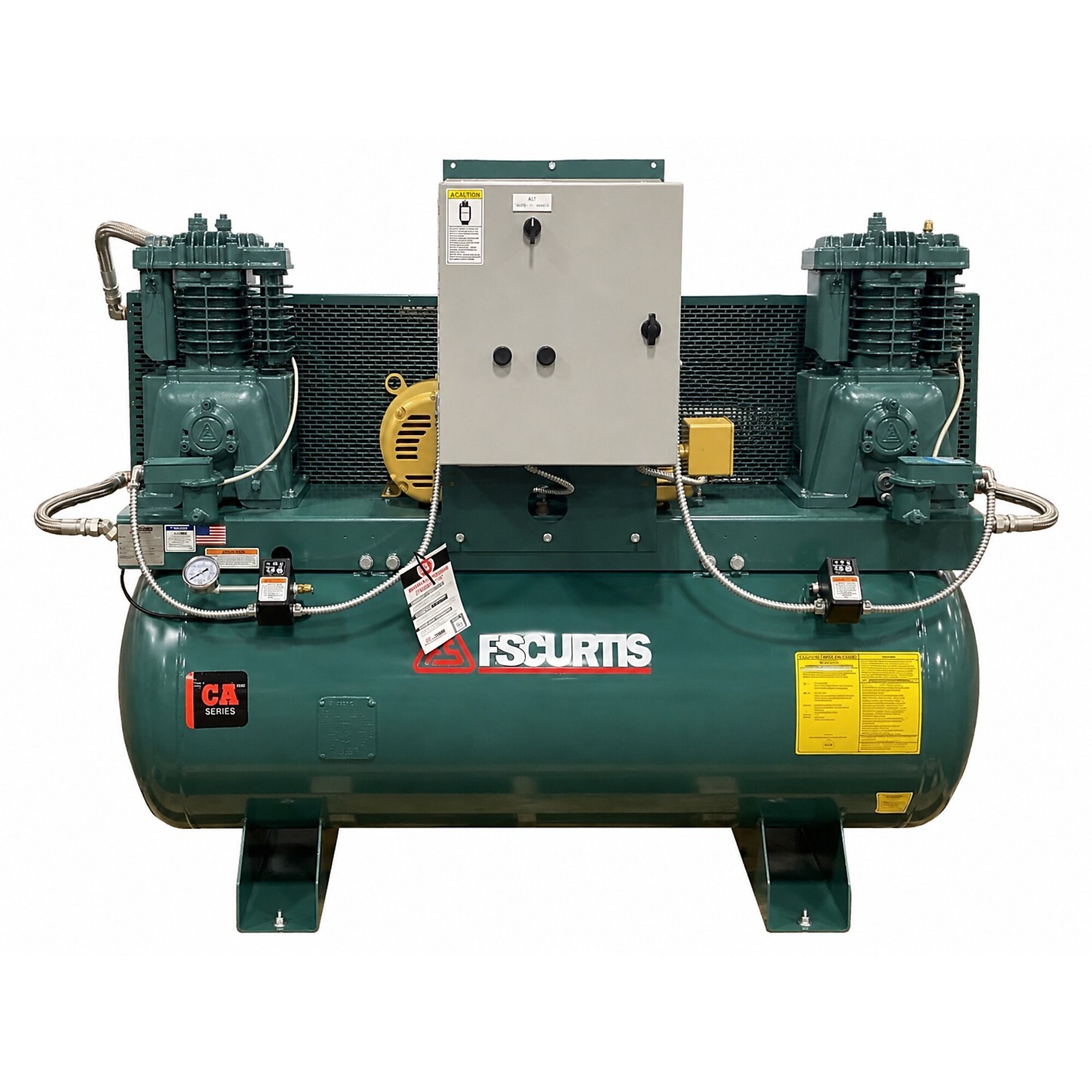 FS-Curtis CA5 Duplex UltraPack 3-Phase 230V, 5(x2) HP, 2 Stage Electric Air Compressor, 120 Gallon, 175PSI, 18.5CFM